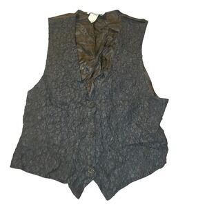 Gemilli Medium Black Lace Lacy Vest Vintage 1990s Classic Formal USA
